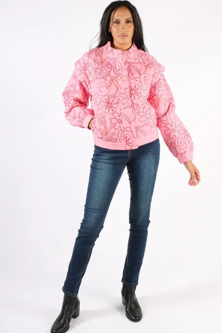 POM Embroidered Padded Jacket