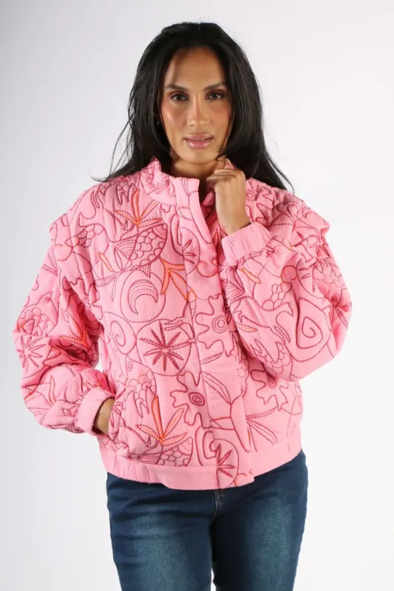 POM Embroidered Padded Jacket