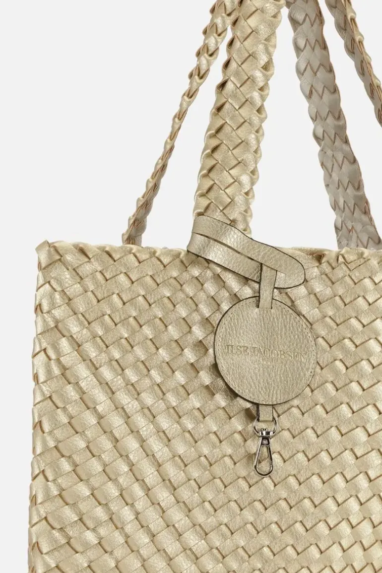 Reversible Woven Tote Bag By Ilse Jacobsen In Platinum