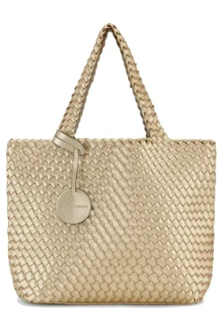 Reversible Woven Tote Bag By Ilse Jacobsen In Platinum