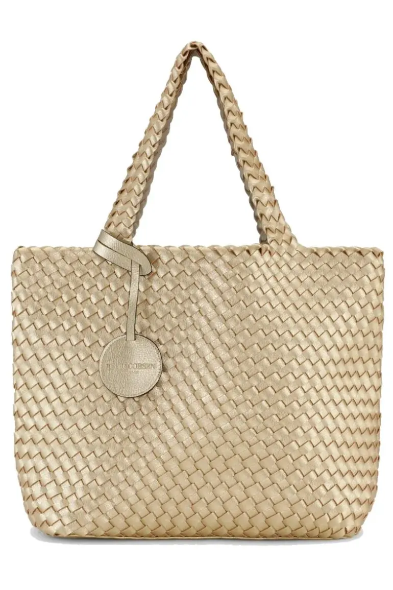 Reversible Woven Tote Bag By Ilse Jacobsen In Platinum