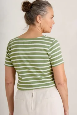 Seasalt Breton Dill Chalk Stripe Tee In Grass