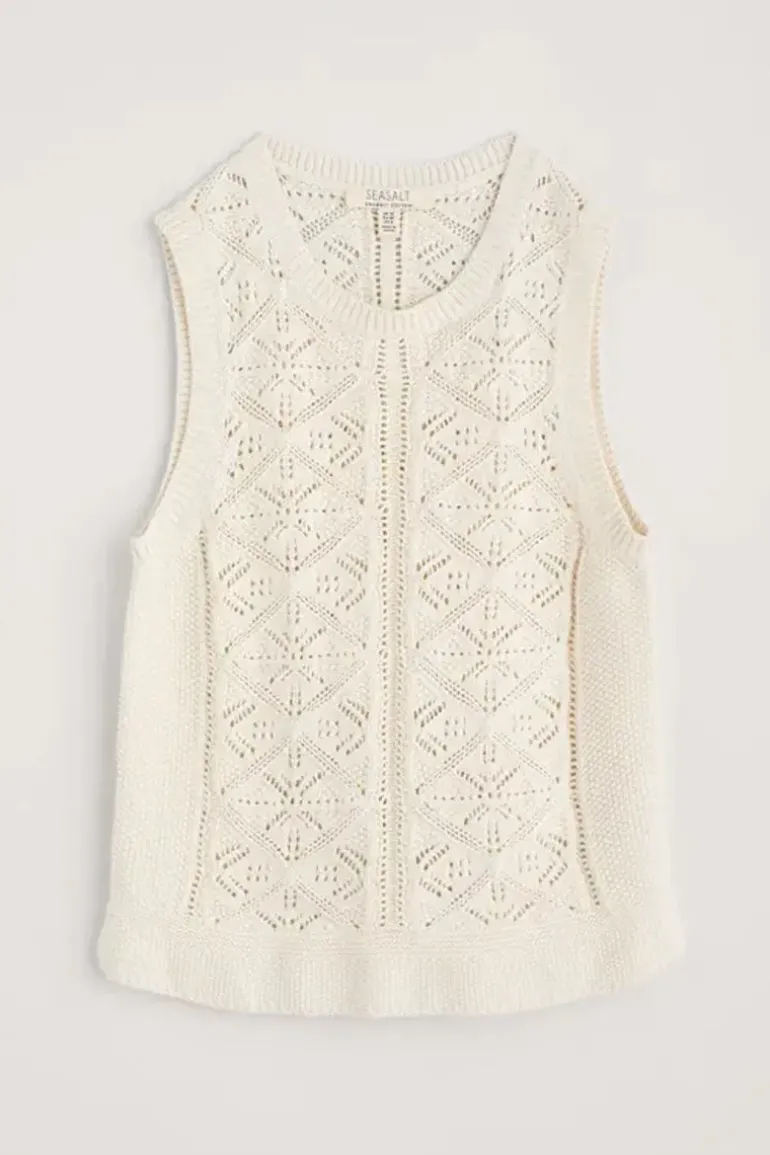 Seasalt Doe Path Knitted Vest In Chalk