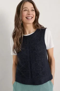 Seasalt Doe Path Knitted Vest In Navy