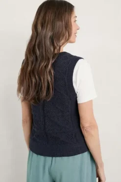 Seasalt Doe Path Knitted Vest In Navy