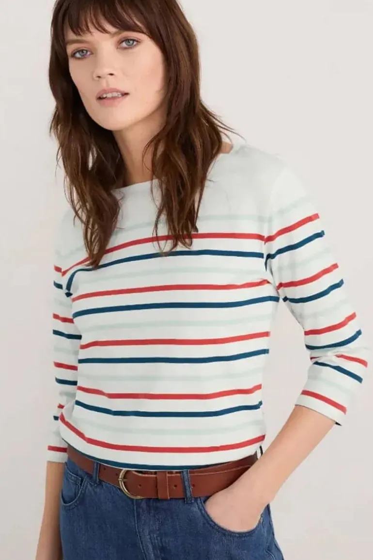 Seasalt Falmouth Tri Breton Soft Sky Sailor Tee In Sky
