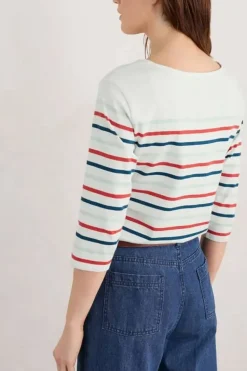 Seasalt Falmouth Tri Breton Soft Sky Sailor Tee In Sky