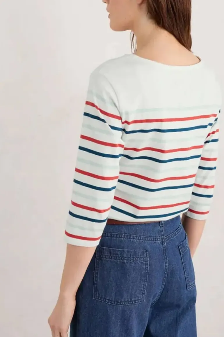 Seasalt Falmouth Tri Breton Soft Sky Sailor Tee In Sky