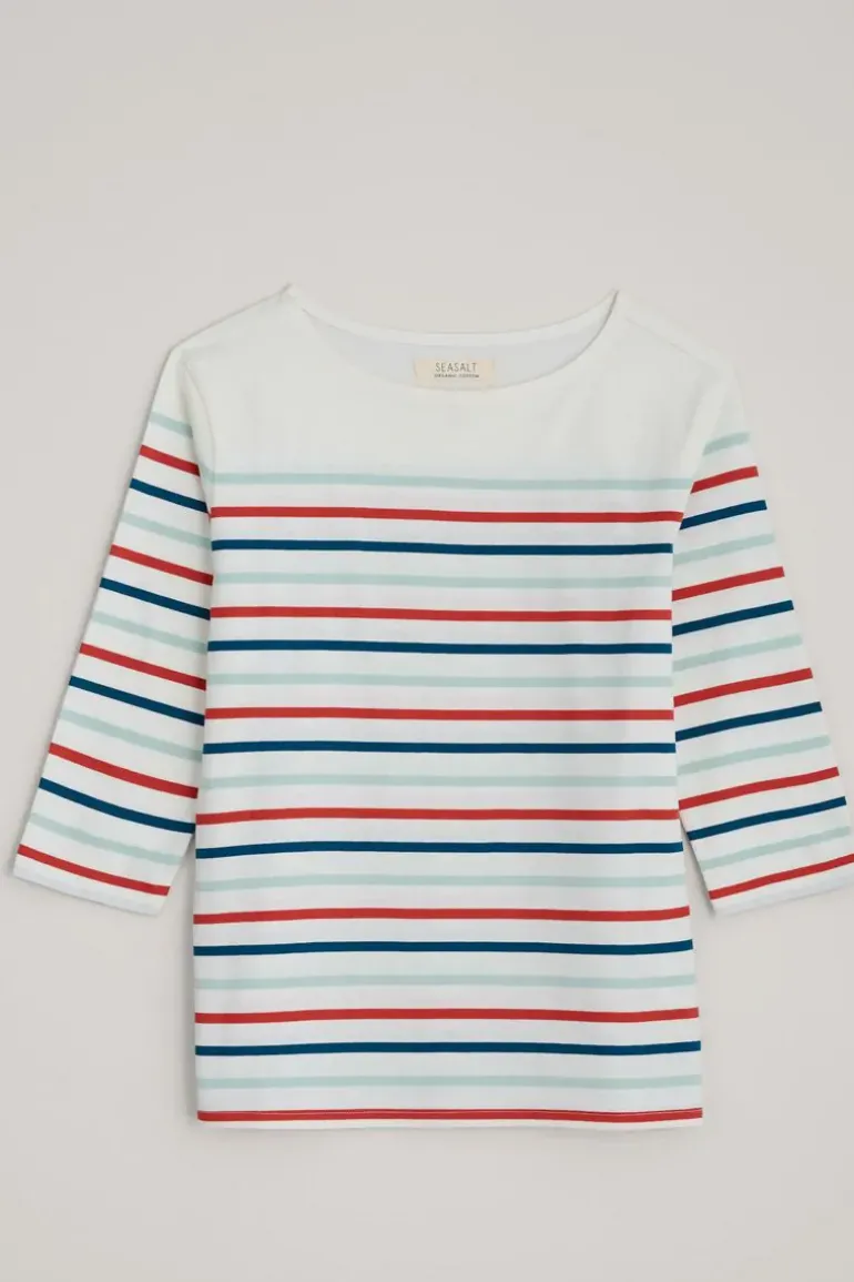 Seasalt Falmouth Tri Breton Soft Sky Sailor Tee In Sky