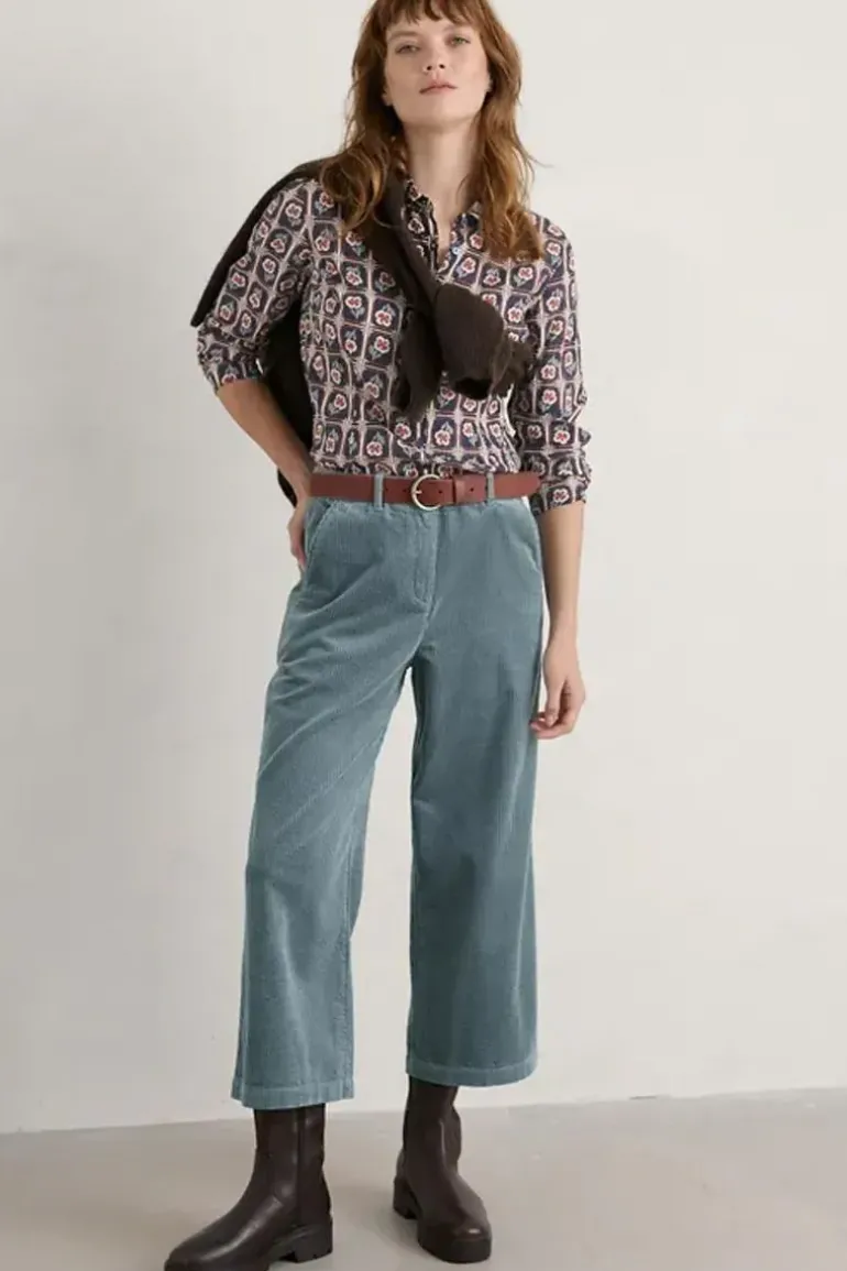 Seasalt Floral Stamp Maritime Larissa Shirt In Navy