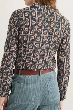 Seasalt Floral Stamp Maritime Larissa Shirt In Navy