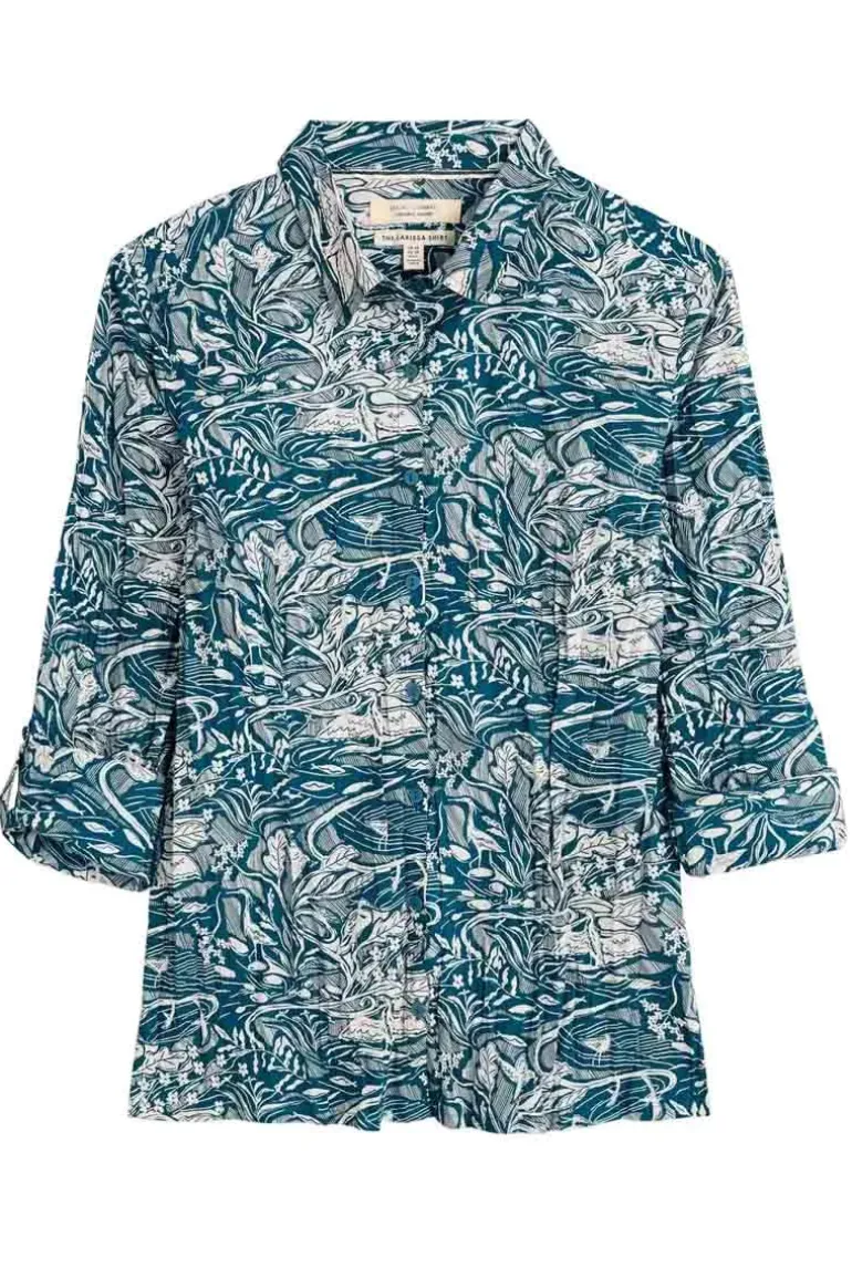 Seasalt Larissa Helford Birds Ocean Drift Shirt In Ocean