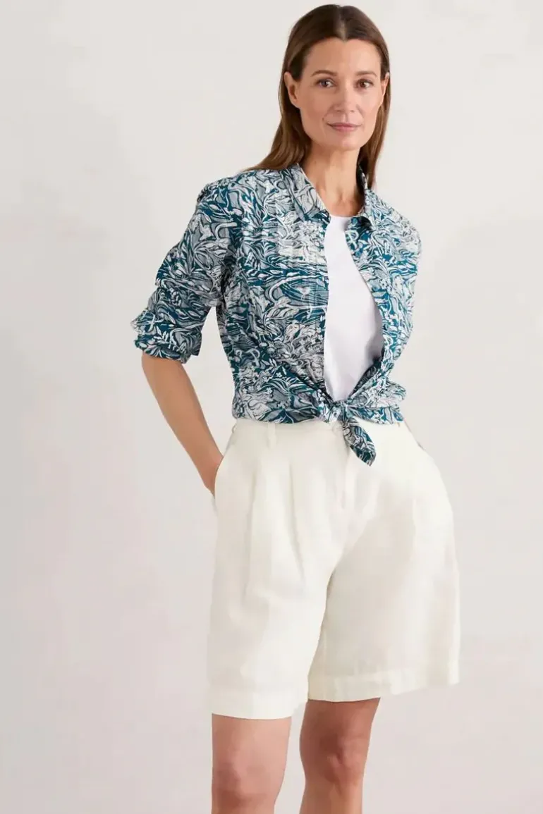 Seasalt Larissa Helford Birds Ocean Drift Shirt In Ocean