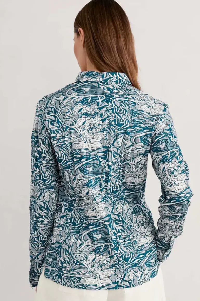 Seasalt Larissa Helford Birds Ocean Drift Shirt In Ocean