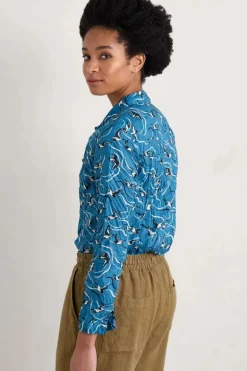 Seasalt Larissa River Birds Chalk Shirt In Cream