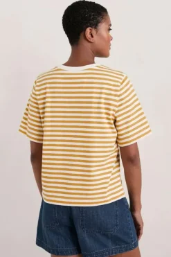 Seasalt Mini Cornish Honeydew Stripe Tee In Mustard