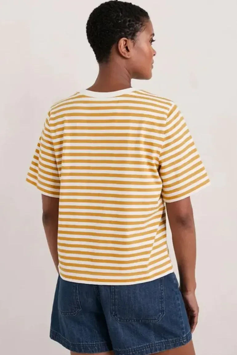 Seasalt Mini Cornish Honeydew Stripe Tee In Mustard