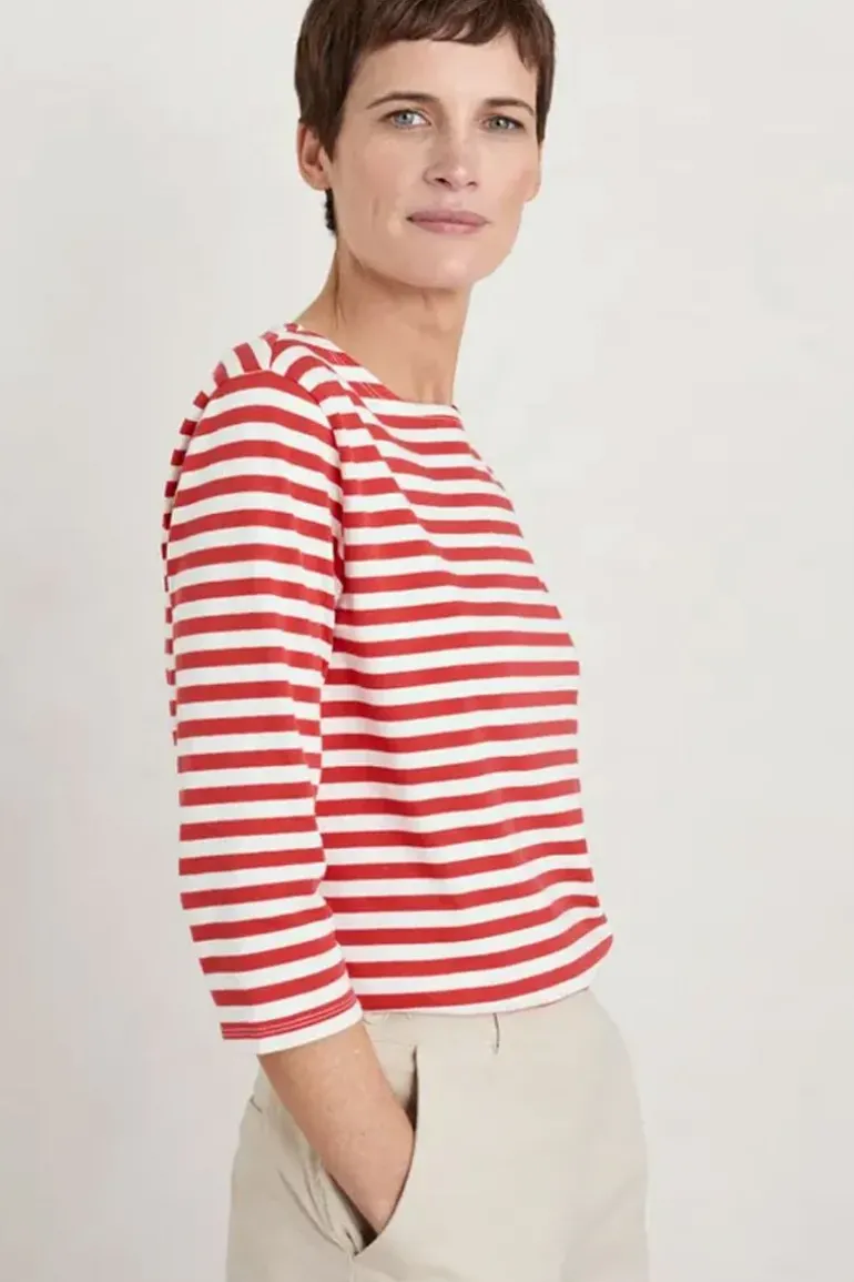Seasalt Mini Cornish Tomato Chalk Sailor Top In Tomato