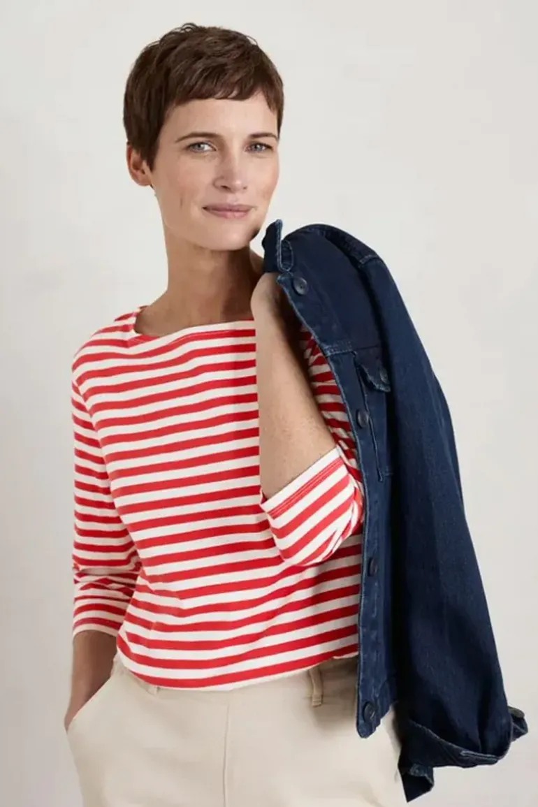 Seasalt Mini Cornish Tomato Chalk Sailor Top In Tomato
