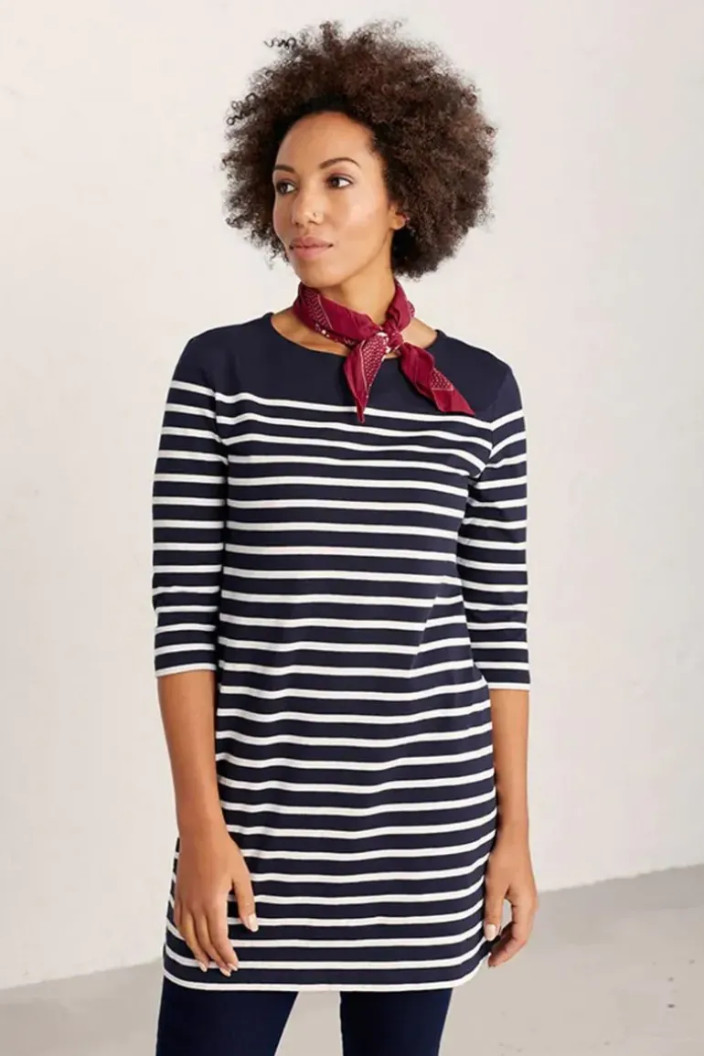 Seasalt Sailor Tunic In Navy Stripes