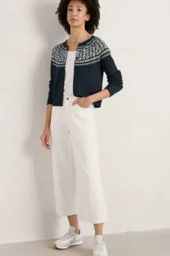Seasalt Tapestries Inkwell Ecru Sweet Pea Cardigan In Navy