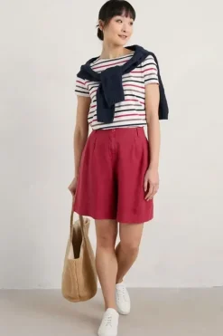 Seasalt Tri Breton Chalk Plum Sailor Tshirt In Stripe