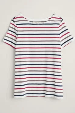 Seasalt Tri Breton Chalk Plum Sailor Tshirt In Stripe