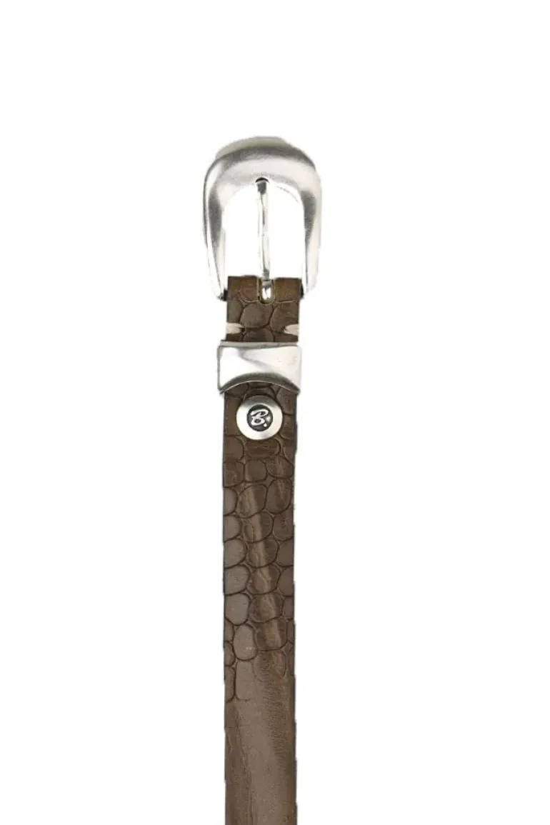 Skinny Croc Belt In Steel By B.Belt