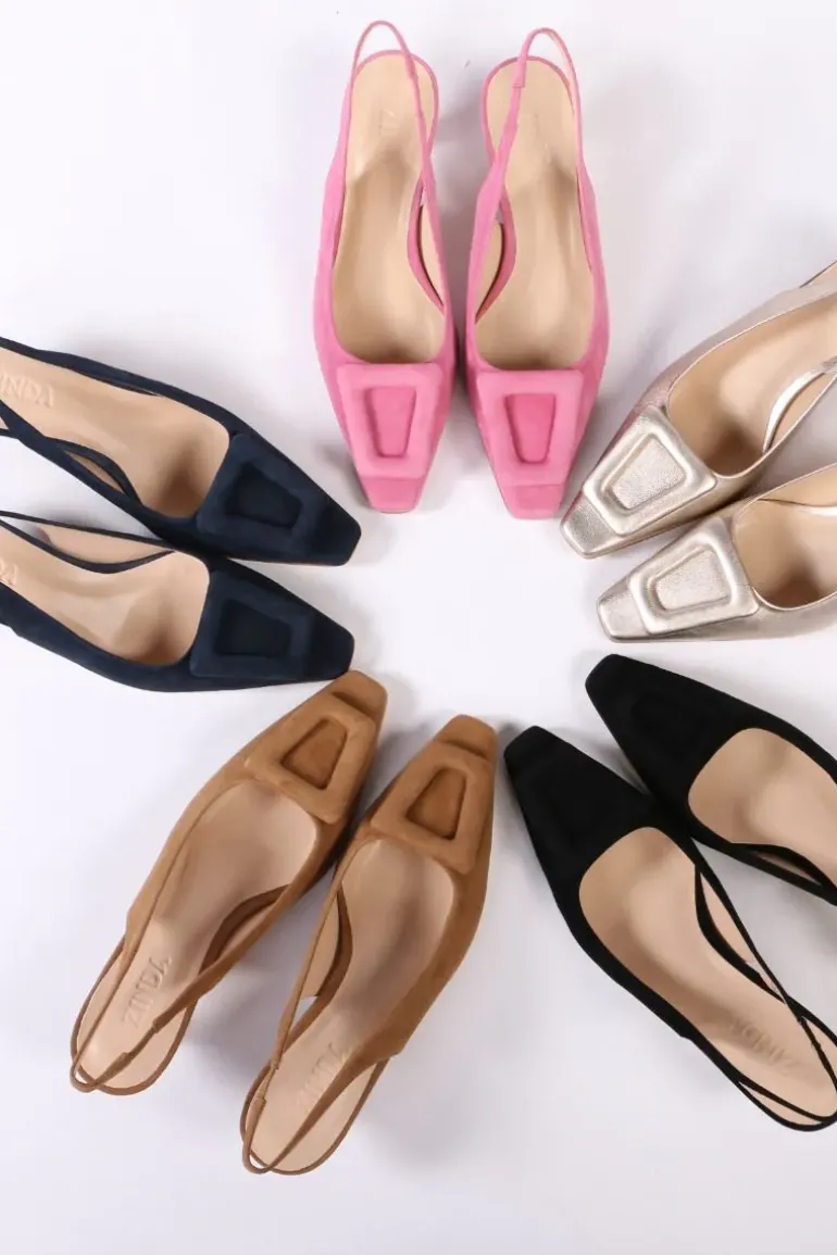 Slingback Heels By Zinda In Sabbia