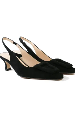 Slingback Suede Heels By Zinda In Black