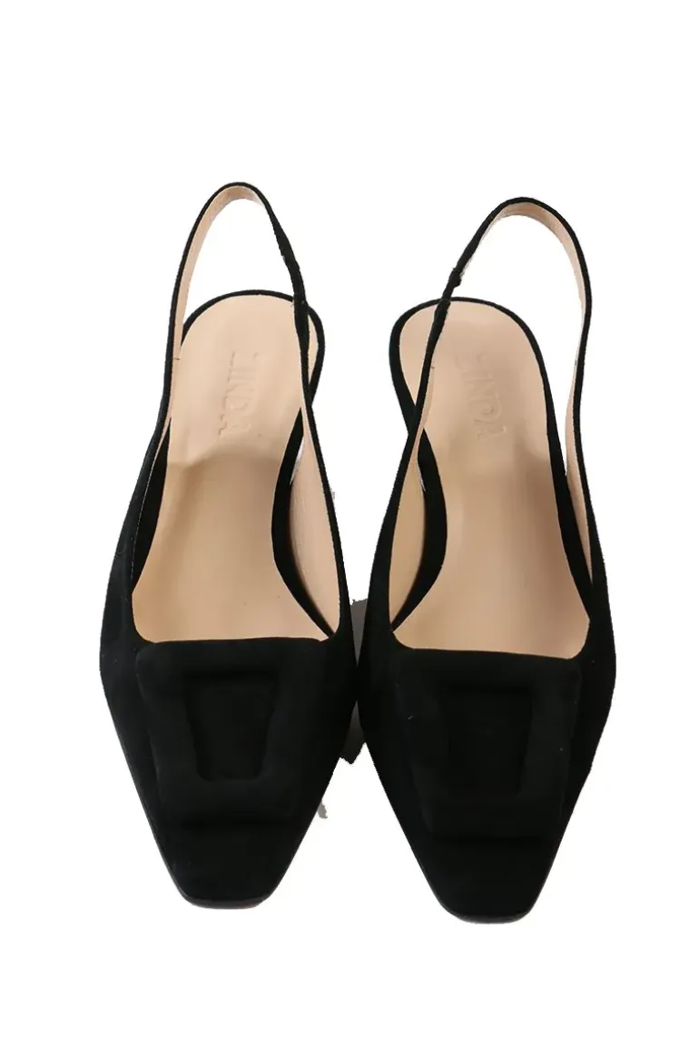 Slingback Suede Heels By Zinda In Black