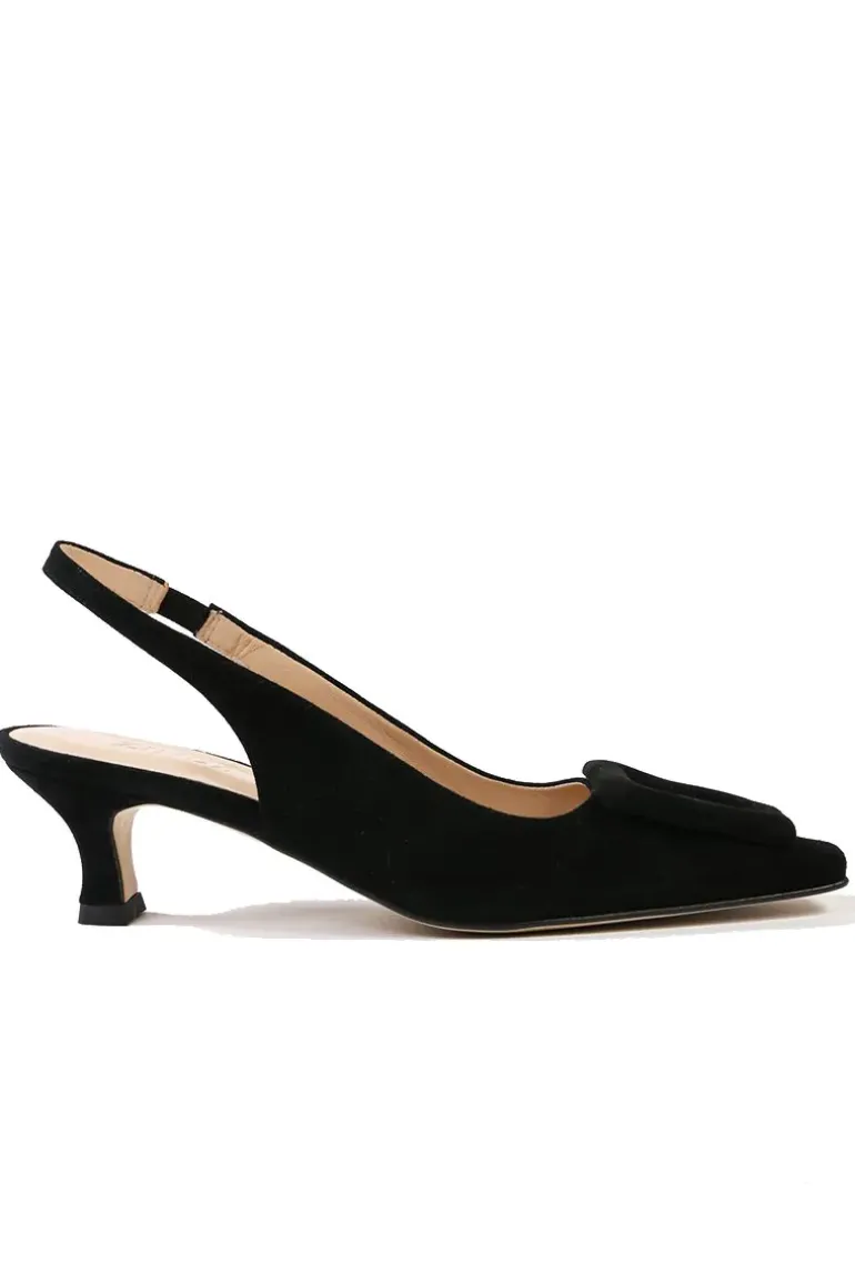 Slingback Suede Heels By Zinda In Black