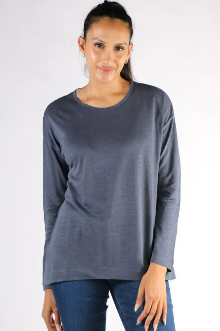 Split Hem Tee In Licorice By Jump