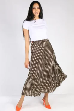Spot Bias Skirt In Chocolate By Anupamaa
