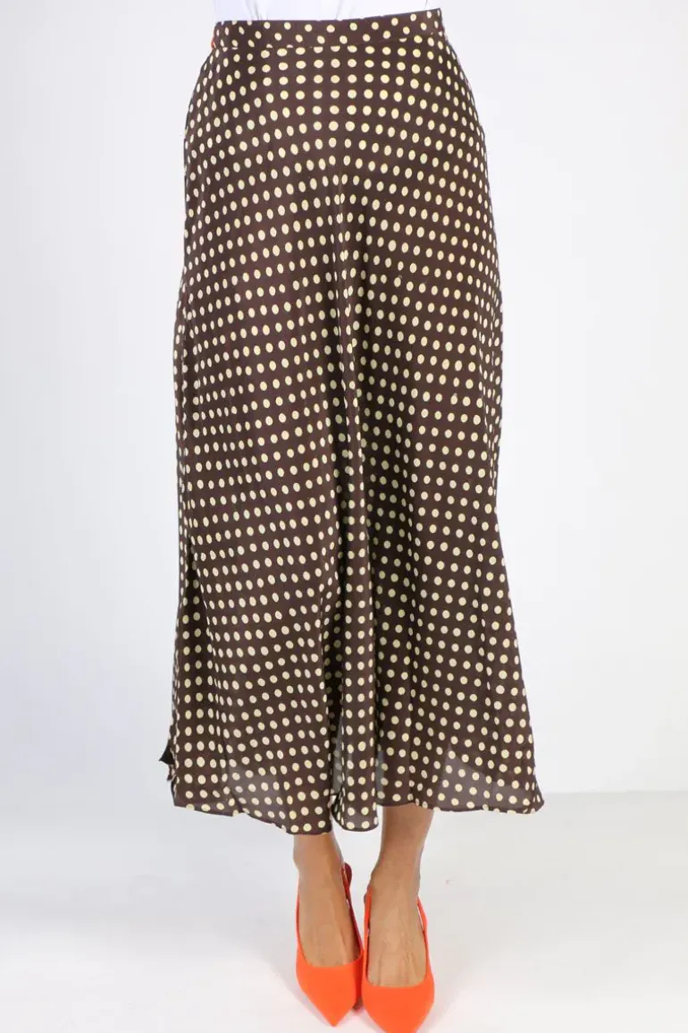 Spot Bias Skirt In Chocolate By Anupamaa