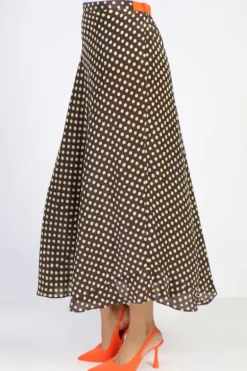 Spot Bias Skirt In Chocolate By Anupamaa