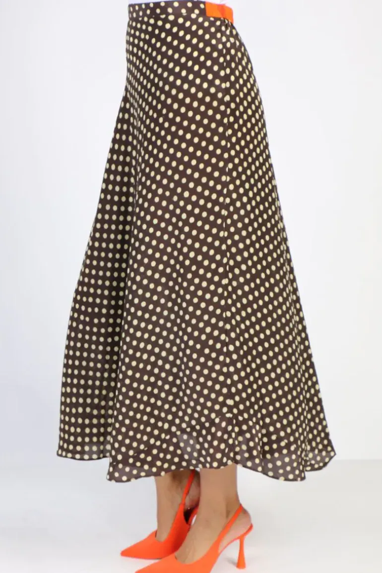 Spot Bias Skirt In Chocolate By Anupamaa