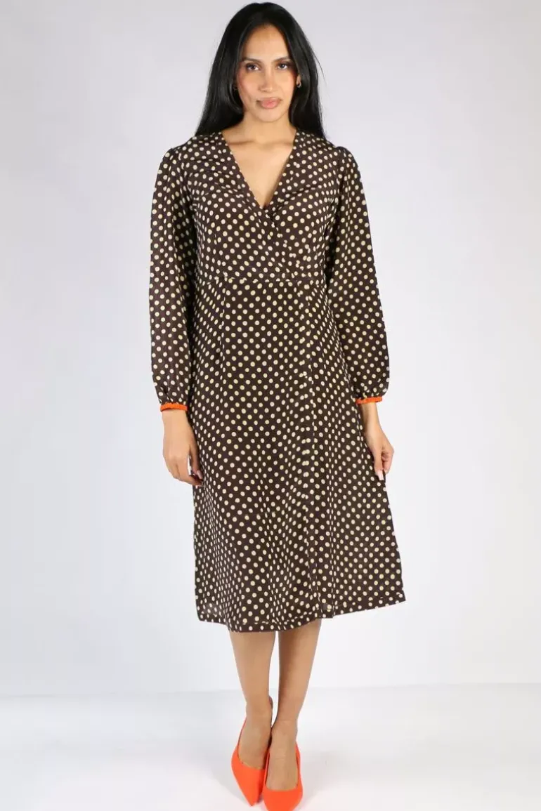 Spot Wrap Dress In Chocolate By Anupamaa