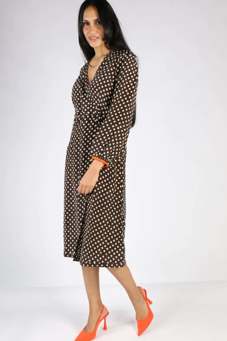 Spot Wrap Dress In Chocolate By Anupamaa