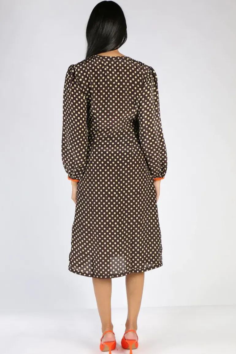 Spot Wrap Dress In Chocolate By Anupamaa