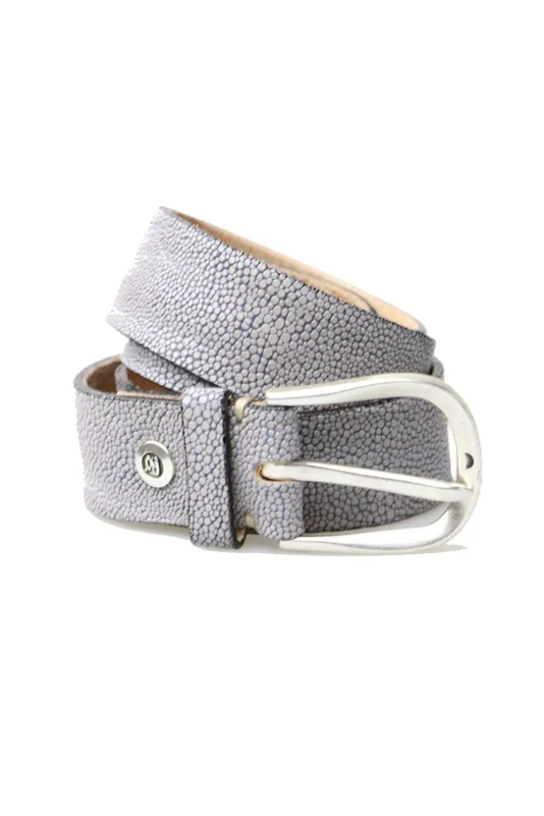 Stingray Textured Leather Belt By B.Belt In Grey