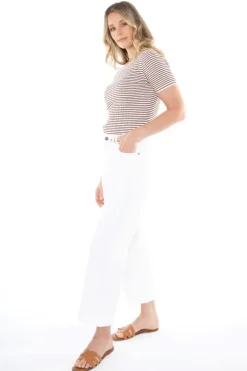 Stripe Rib Knit Jumper In Nut By Jump