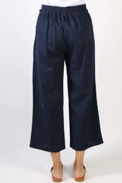 Threadz Gold Button Pant In Navy