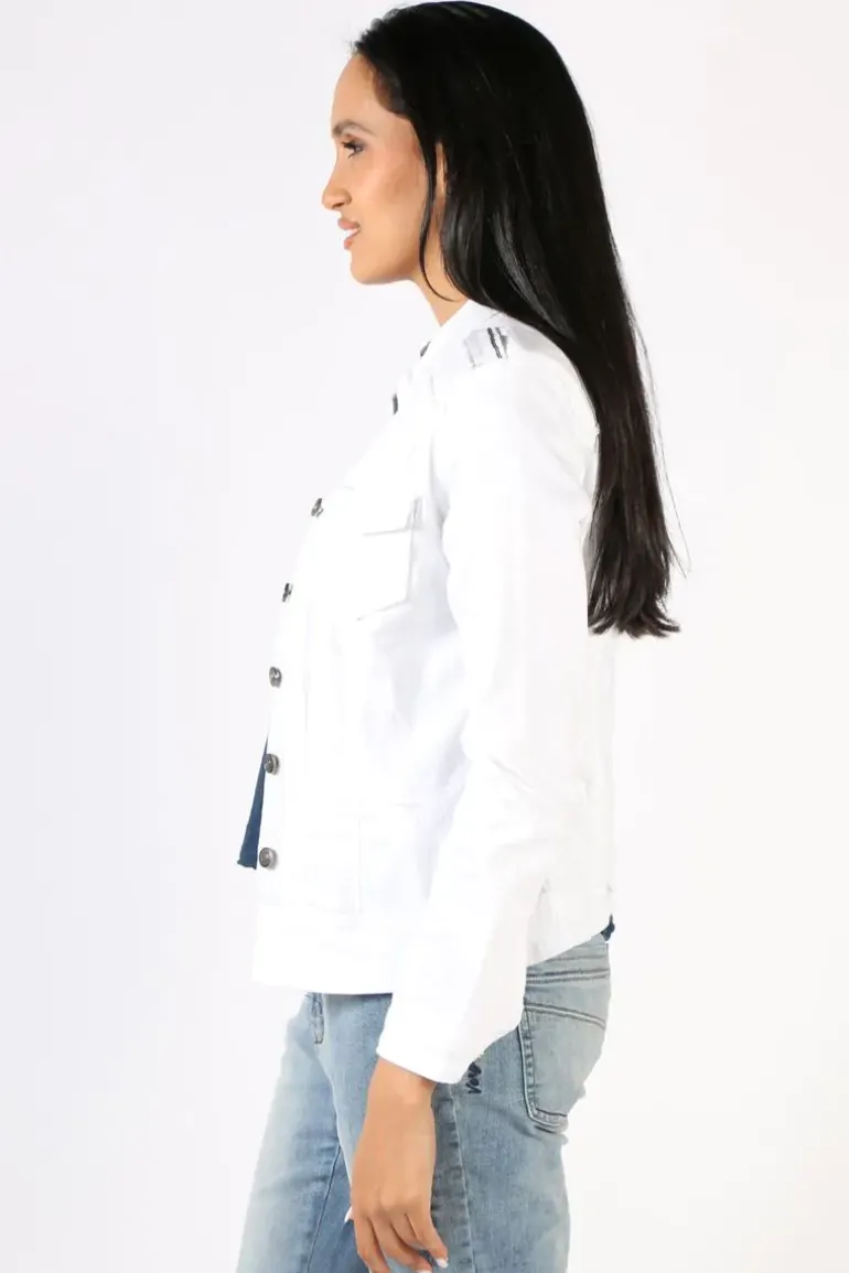 Threadz Military Jacket In White