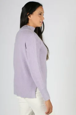 Threadz Mock Neck Jumper In Lilac