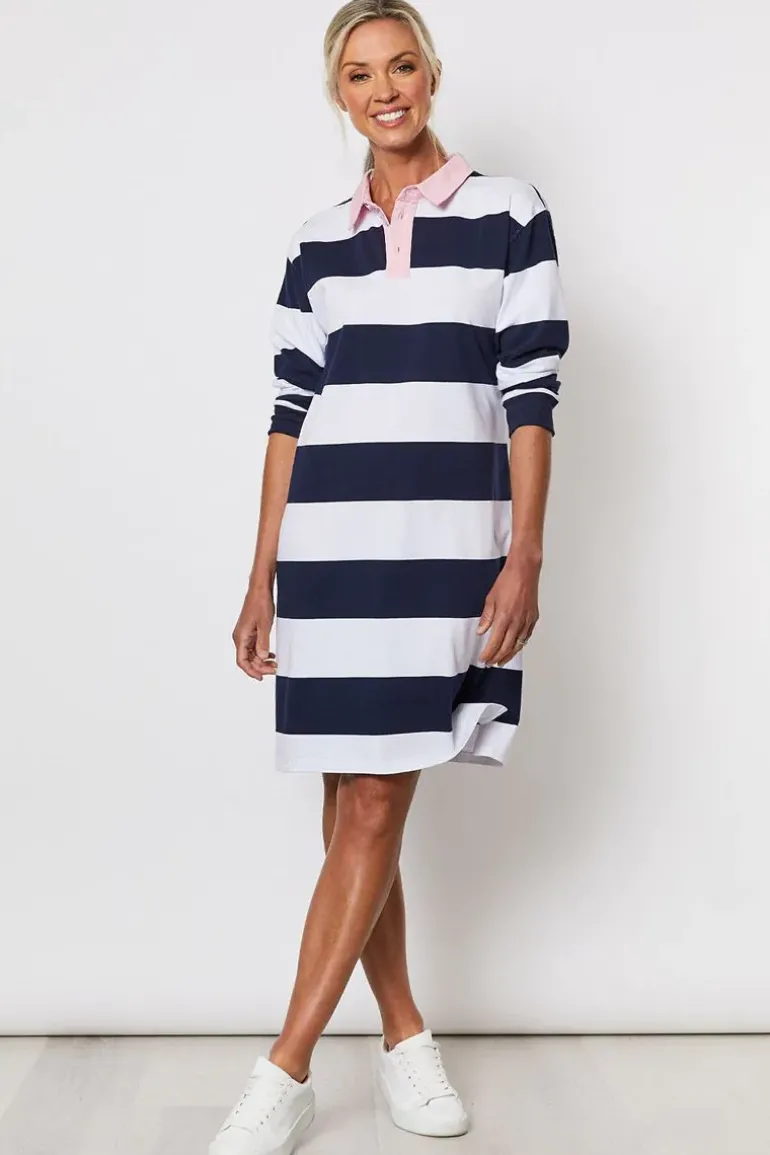 Threadz Rugby Dress In Navy