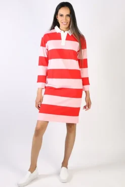 Threadz Rugby Dress In Pink