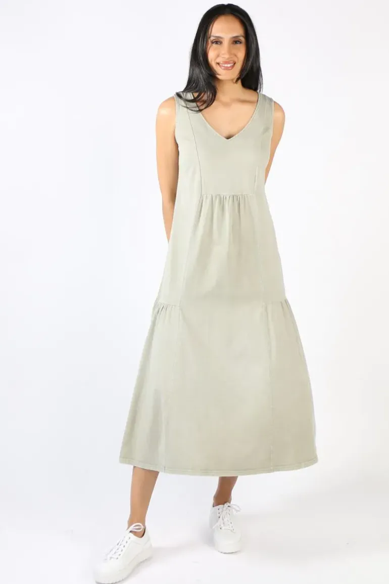 Threadz Venue Jersey Dress In Khaki