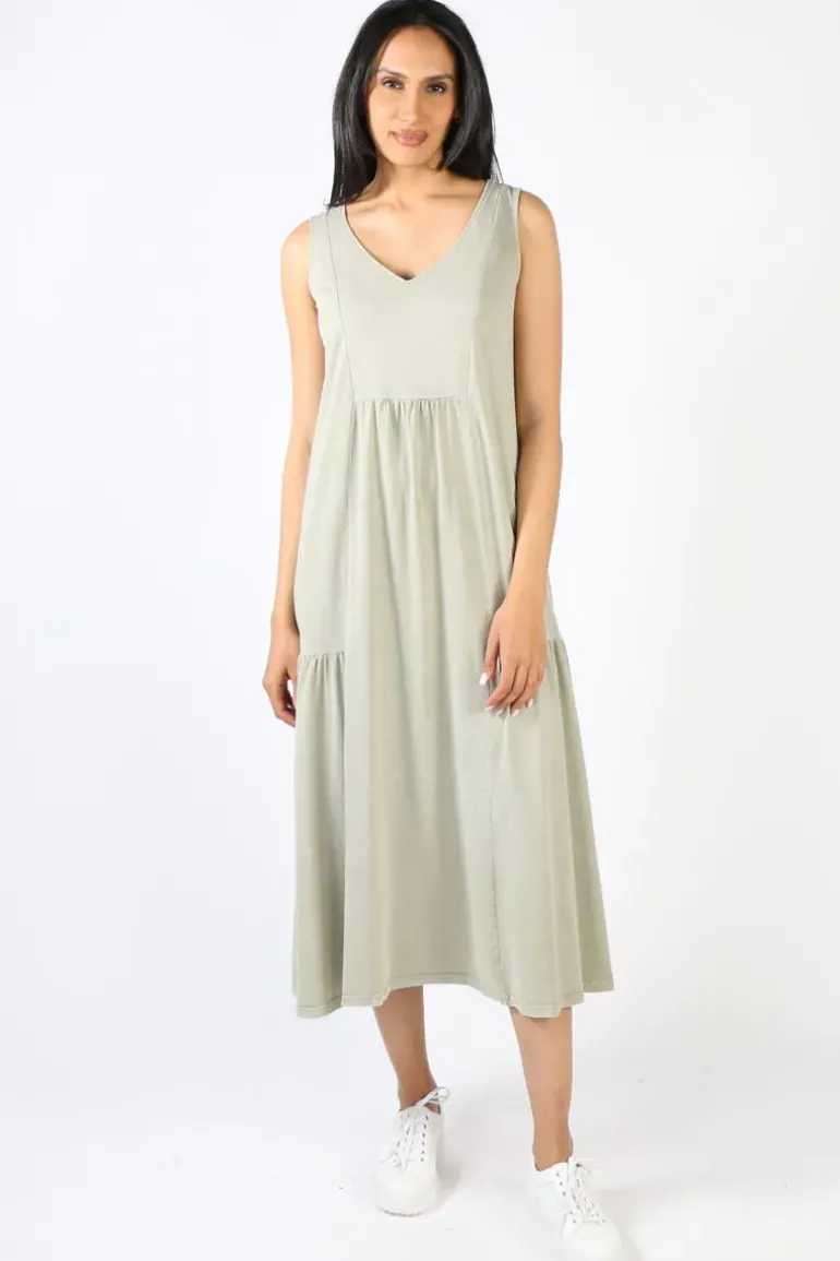 Threadz Venue Jersey Dress In Khaki