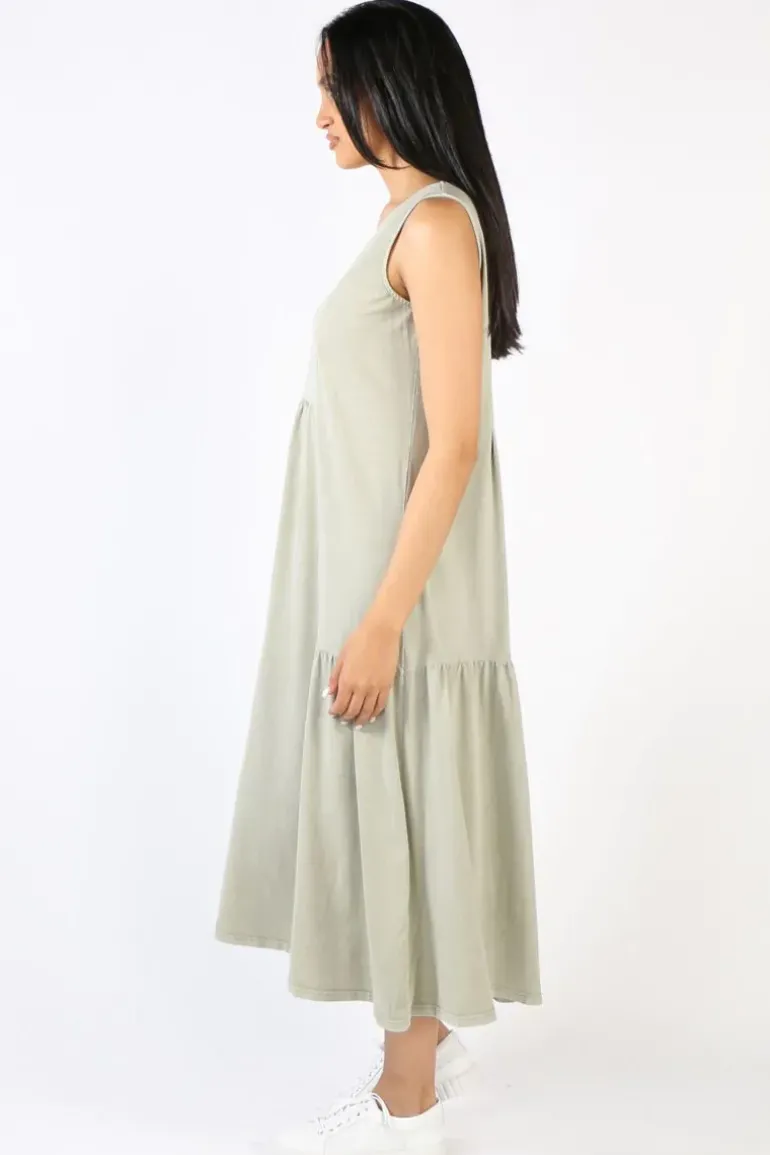 Threadz Venue Jersey Dress In Khaki